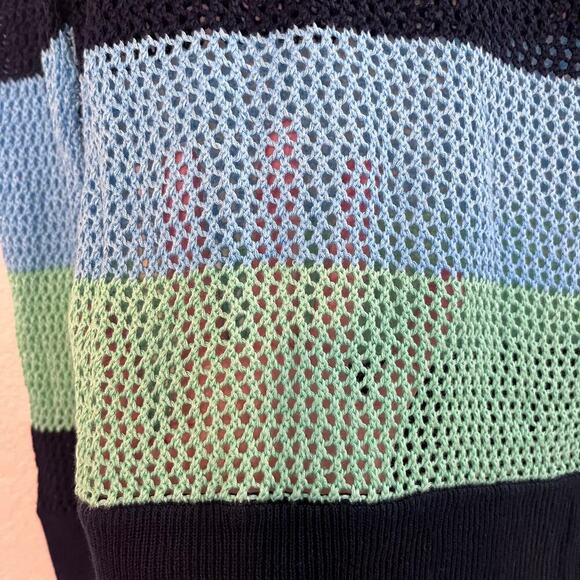 525 America Blue And Green Striped Open Knit Sweater Size M - Picture 5 of 8